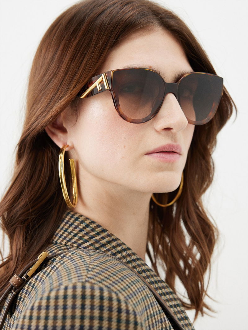 Brown Fendi Round Acetate Sunglasses FENDI EYEWEAR Round