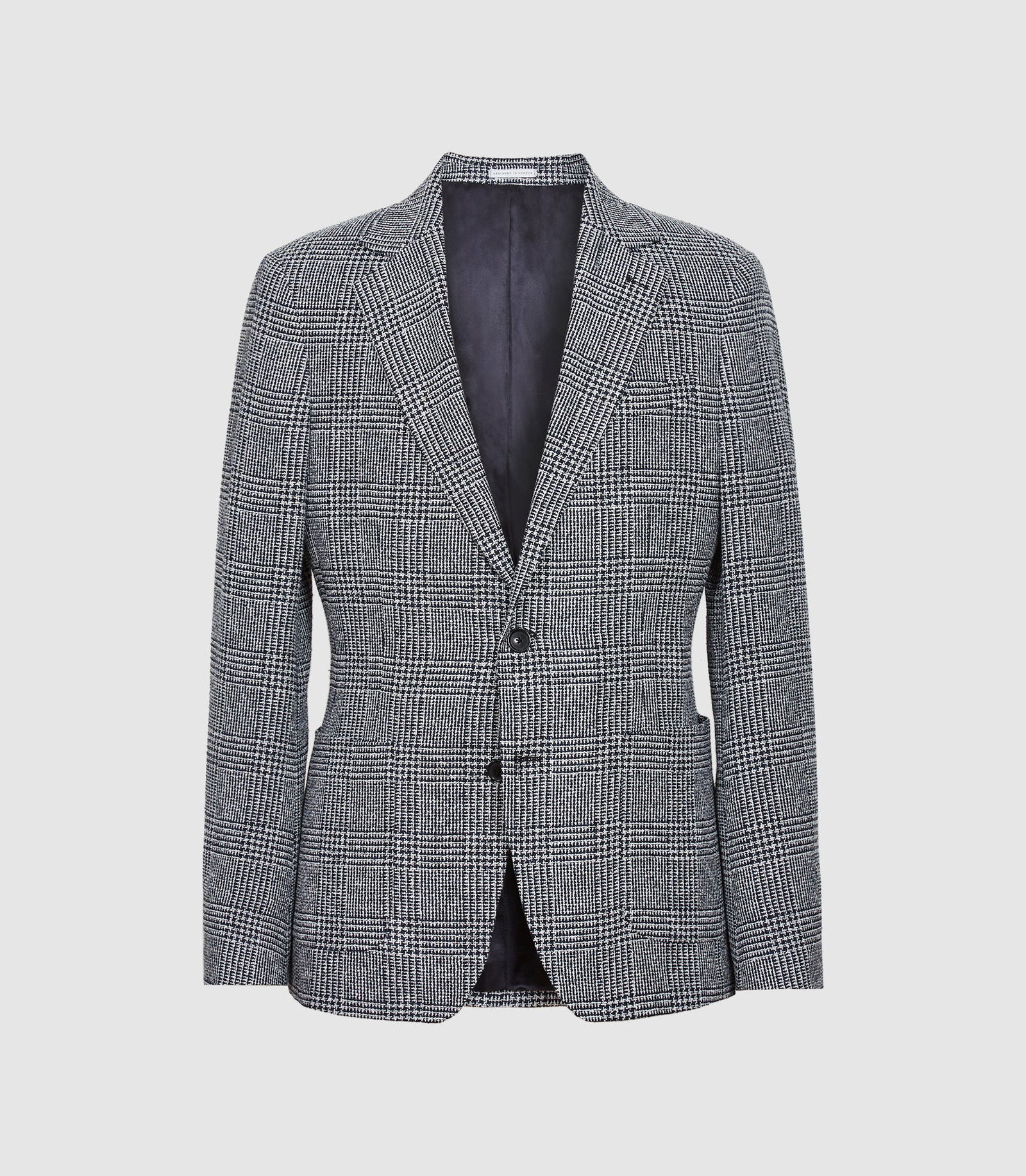 REISS Glare Puppytooth Check Blazer in Navy Check | Endource