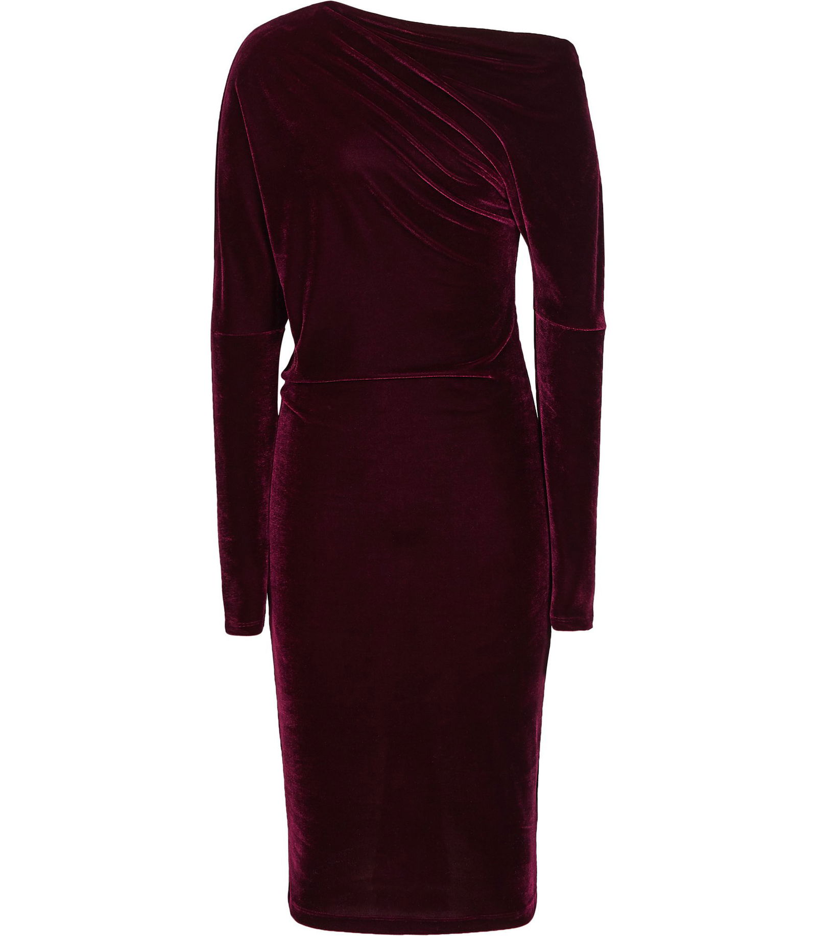 REISS Elsa Velvet Drape Detail Dress in Berry | endource