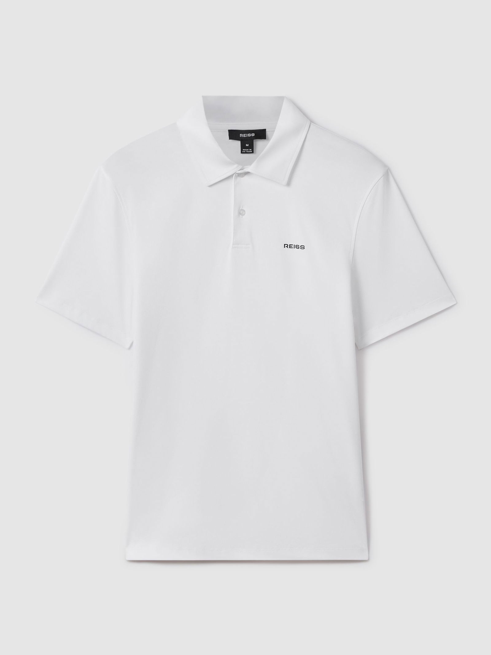 REISS Owens Slim Fit Cotton Polo Shirt in White | Endource