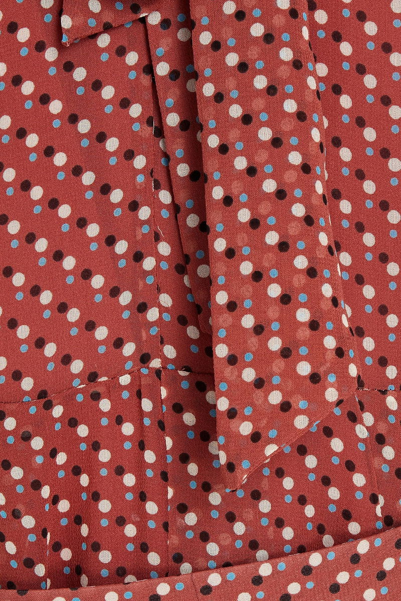 EQUIPMENT Pascale PussyBow PolkaDot SilkCrepon Midi Dress Endource
