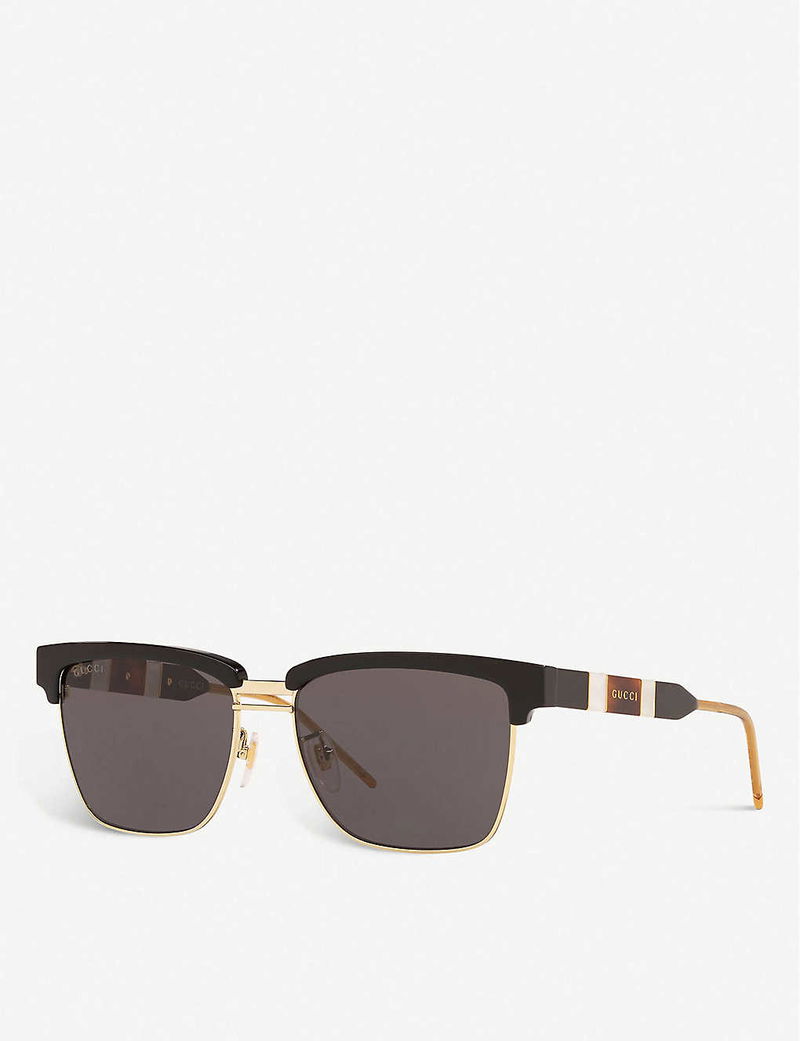 Gucci Gg0603s 56 Acetate Rectangular Acetate Sunglasses In Black Endource