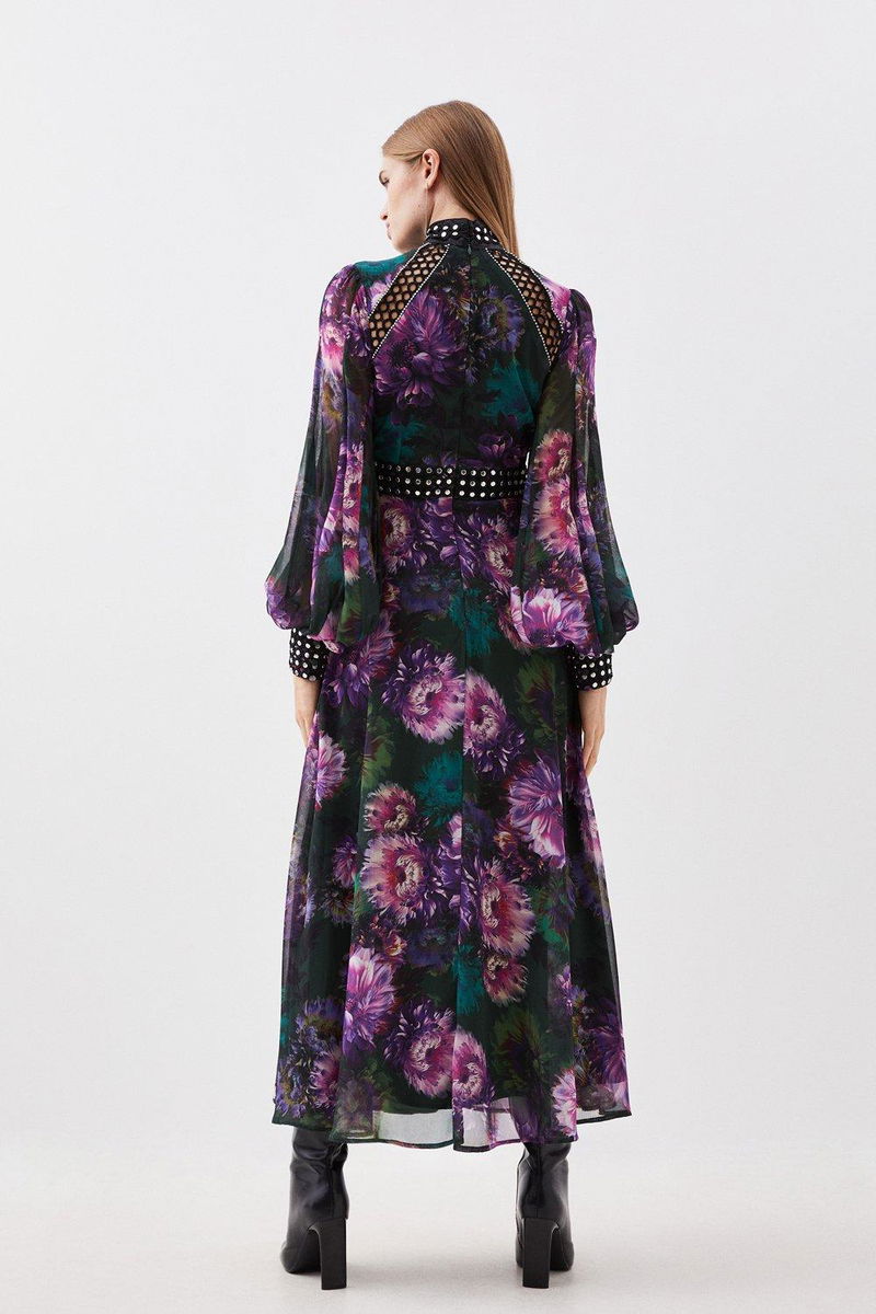 KAREN MILLEN Floral Studded Lace Woven Maxi Dress | endource KAREN MILLEN Floral Studded Lace Woven Maxi Dress | endource