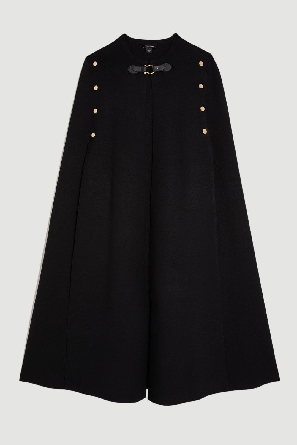 KAREN MILLEN Viscose Blend Military Knit Longline Cape endource