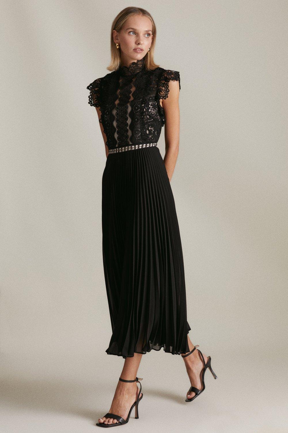 knee length dresses for ladies Rent Karen Millen Guipure Lace Woven Halter Midi Dress