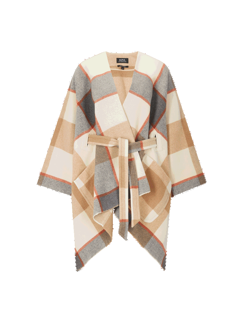 A.P.C. Yuma Check Wool-Blend Cape in Multicolour | endource