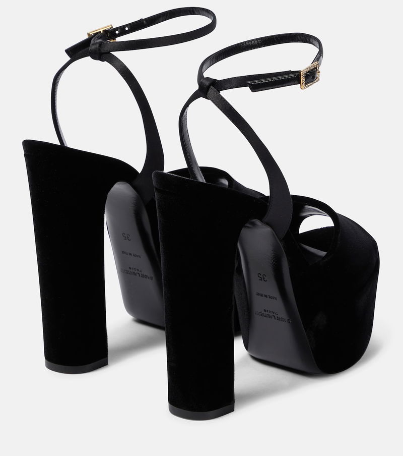 SAINT LAURENT Jodie 125 Velvet Platform Sandals endource