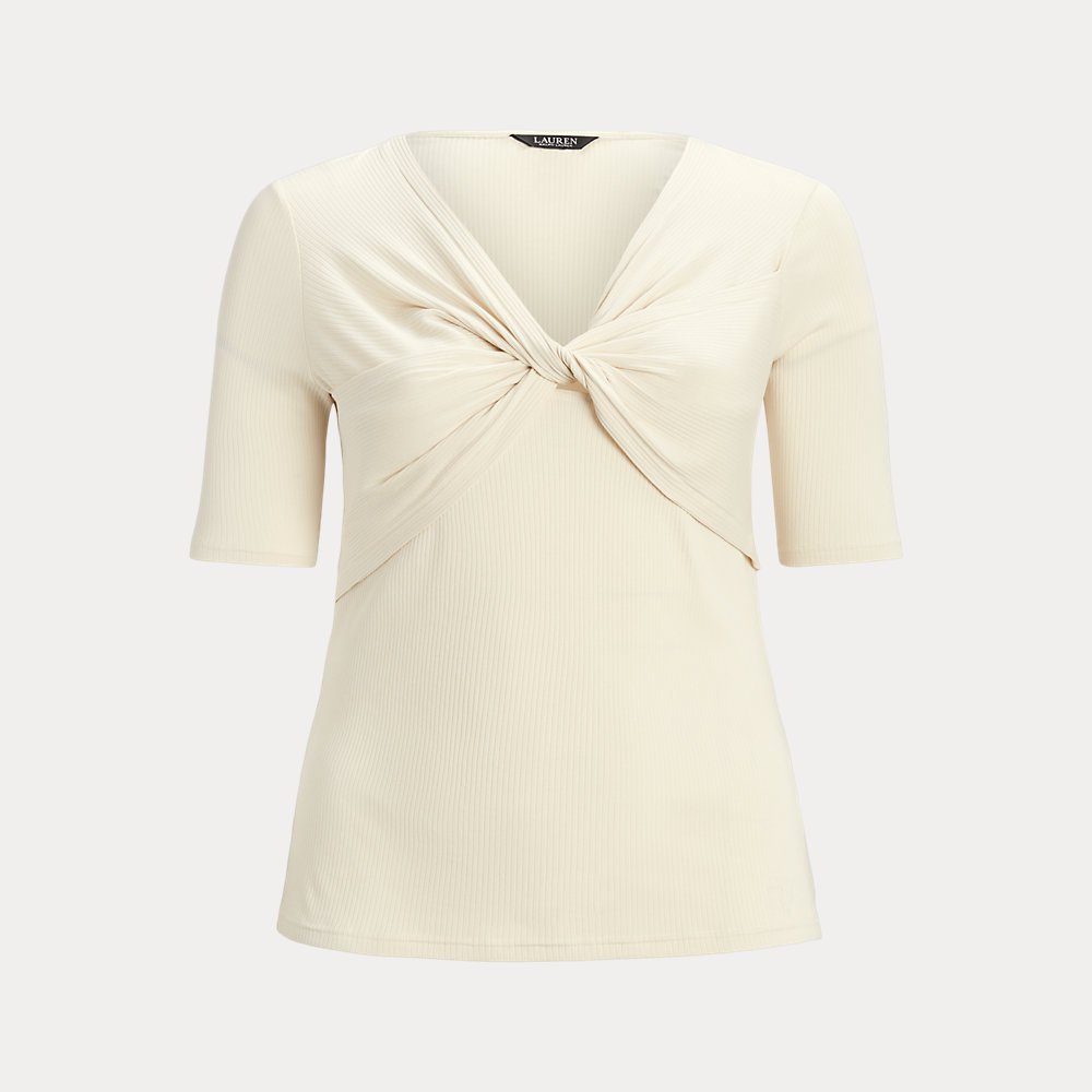 LAUREN Ralph Lauren Twist-Front Cotton Short Sleeve Shirt