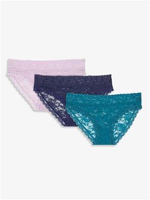 John Lewis ANYDAY Lace Trim Tanga Knickers, Pack of 3, White at John Lewis  & Partners