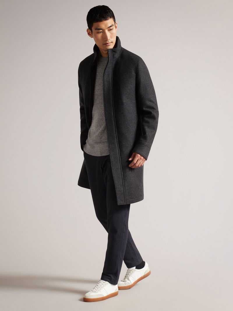 Icomb Wool Blend Funnel Neck Coat