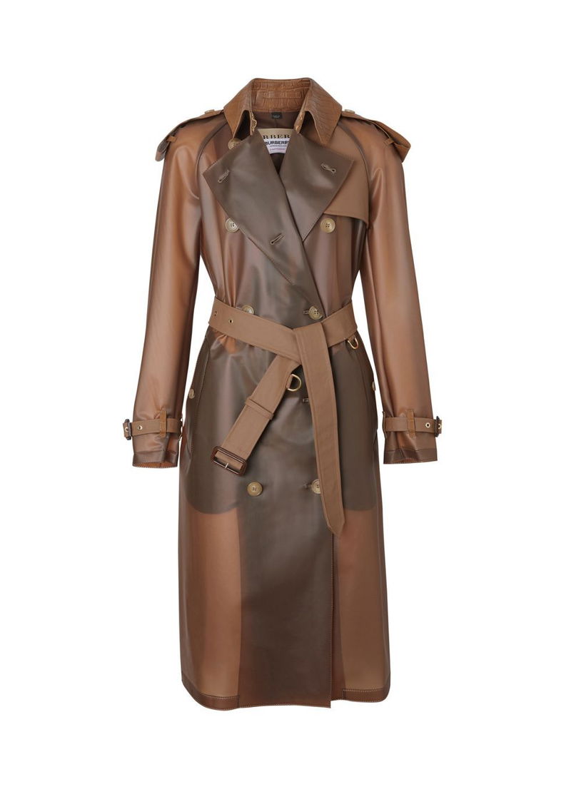 BURBERRY Leather Detail Showerproof Trench Coat endource