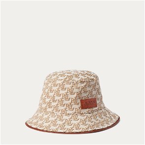 Bucket hat in Anagram jacquard and calfskin Ecru/Soft White - LOEWE