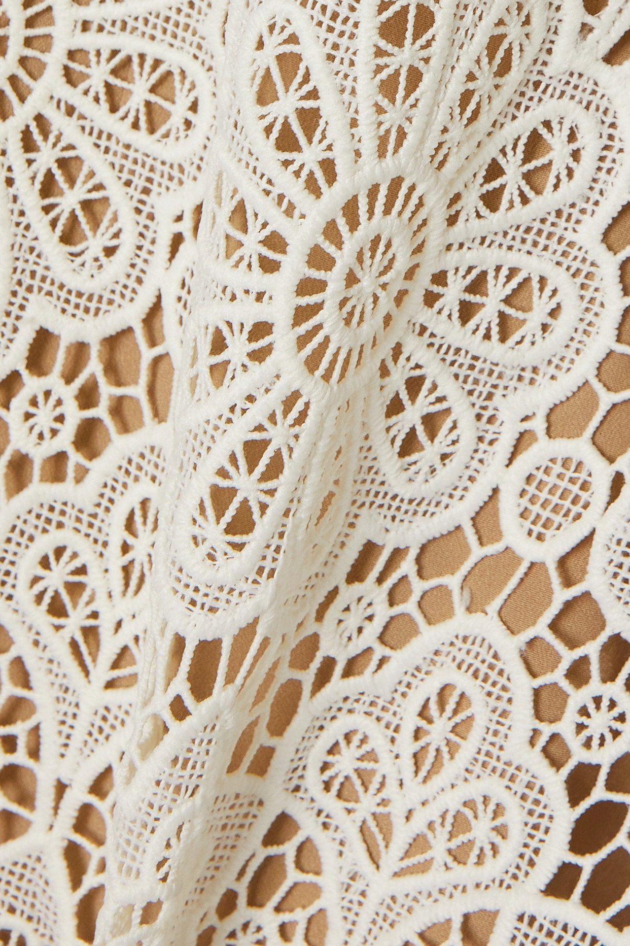 self-portrait ivory floral guipure midi dress self-portrait Floral Guipure Midi Dress in Ivory