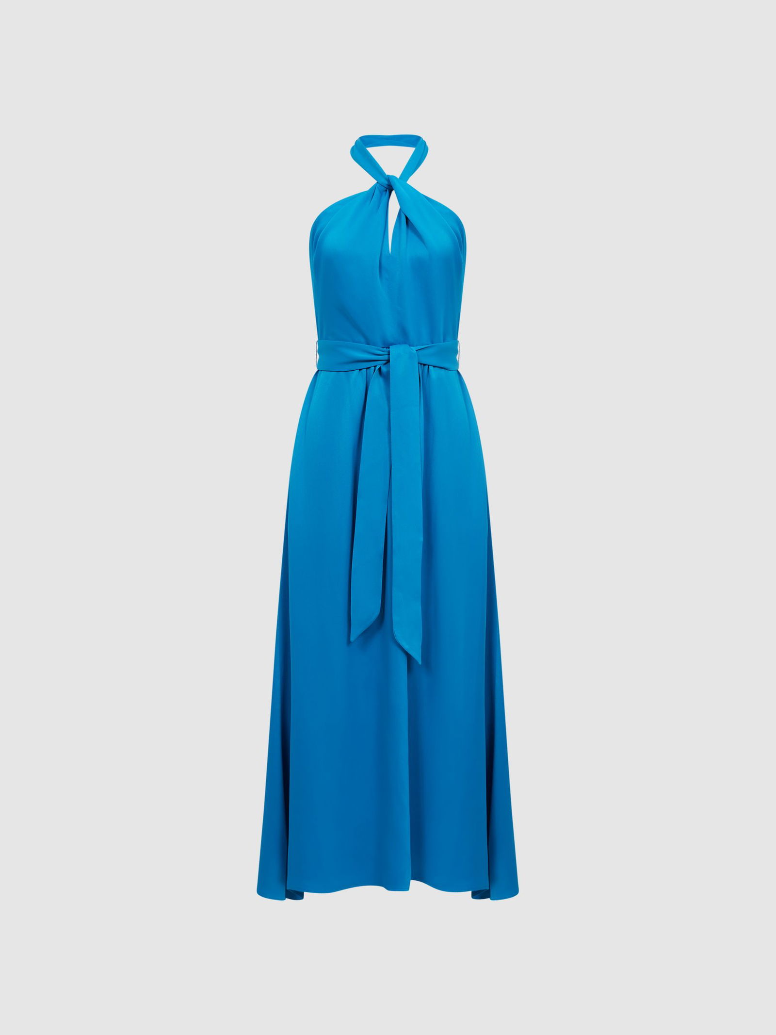 Reiss Evvie Halter Midi Occasion Dress In Blue Endource