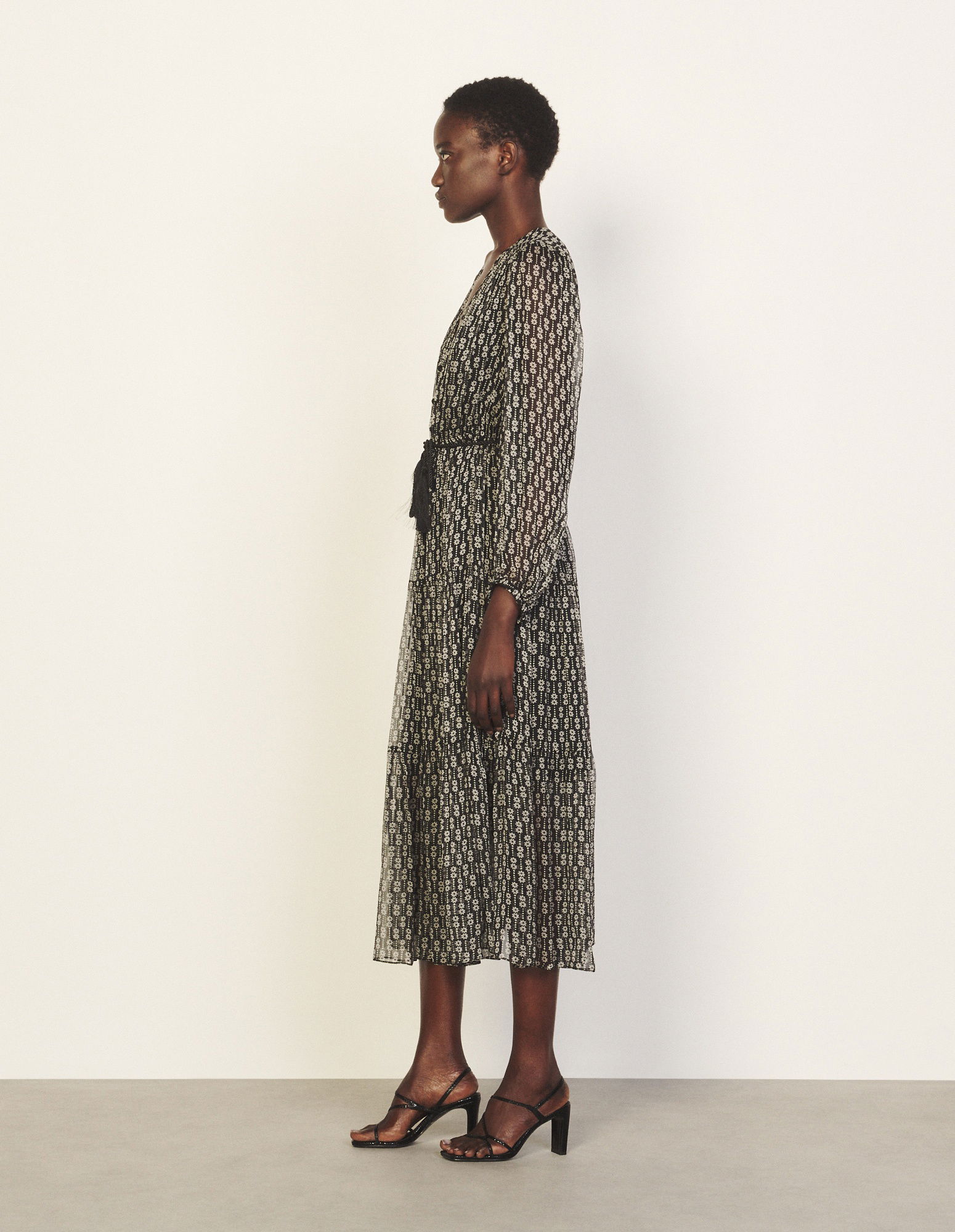 sandro silk printed wrap dress Sandro silk dress
