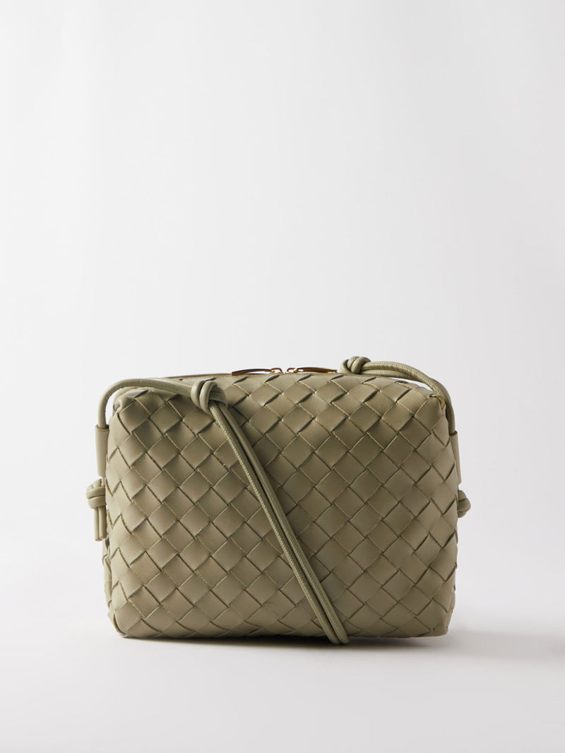 Green Loop mini Intrecciato-leather cross-body bag