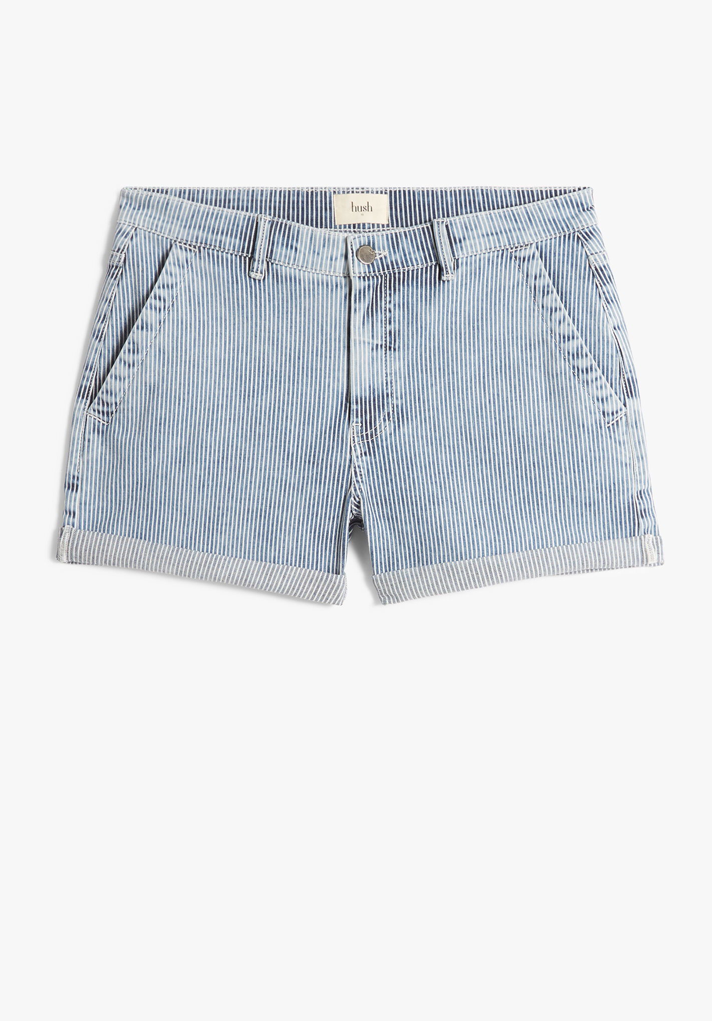 HUSH Lila Striped Denim Shorts in Light Blue | Endource