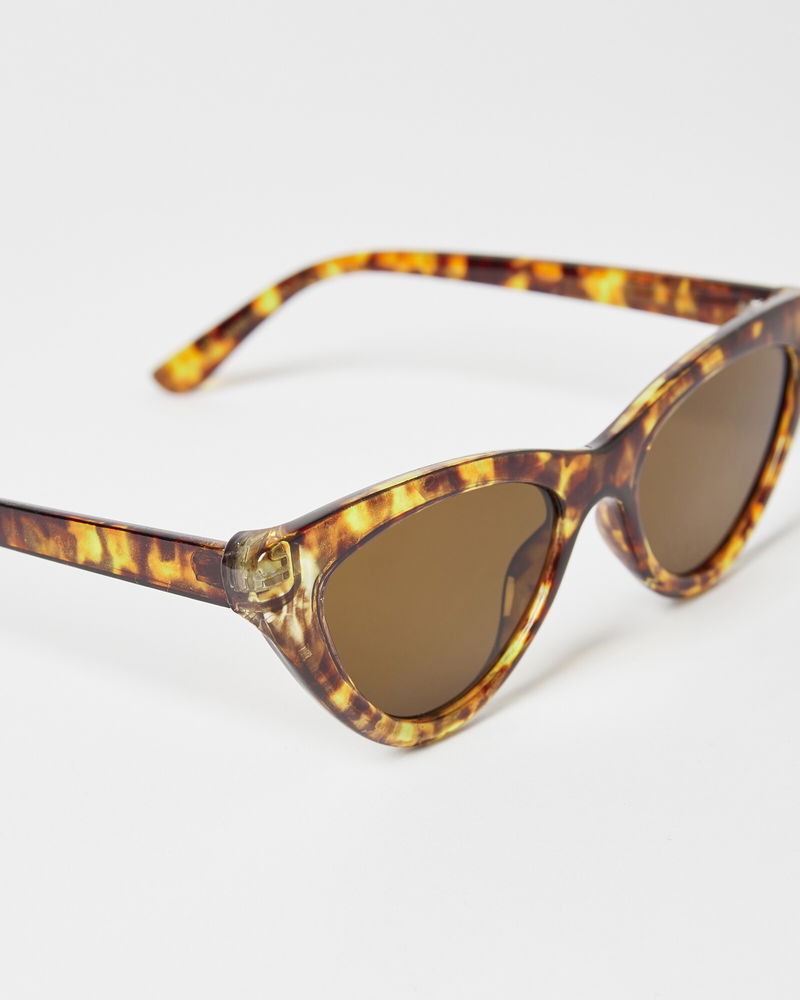 Oliver Bonas Angular Faux Tortoiseshell Cat Eye Sunglasses In Brown