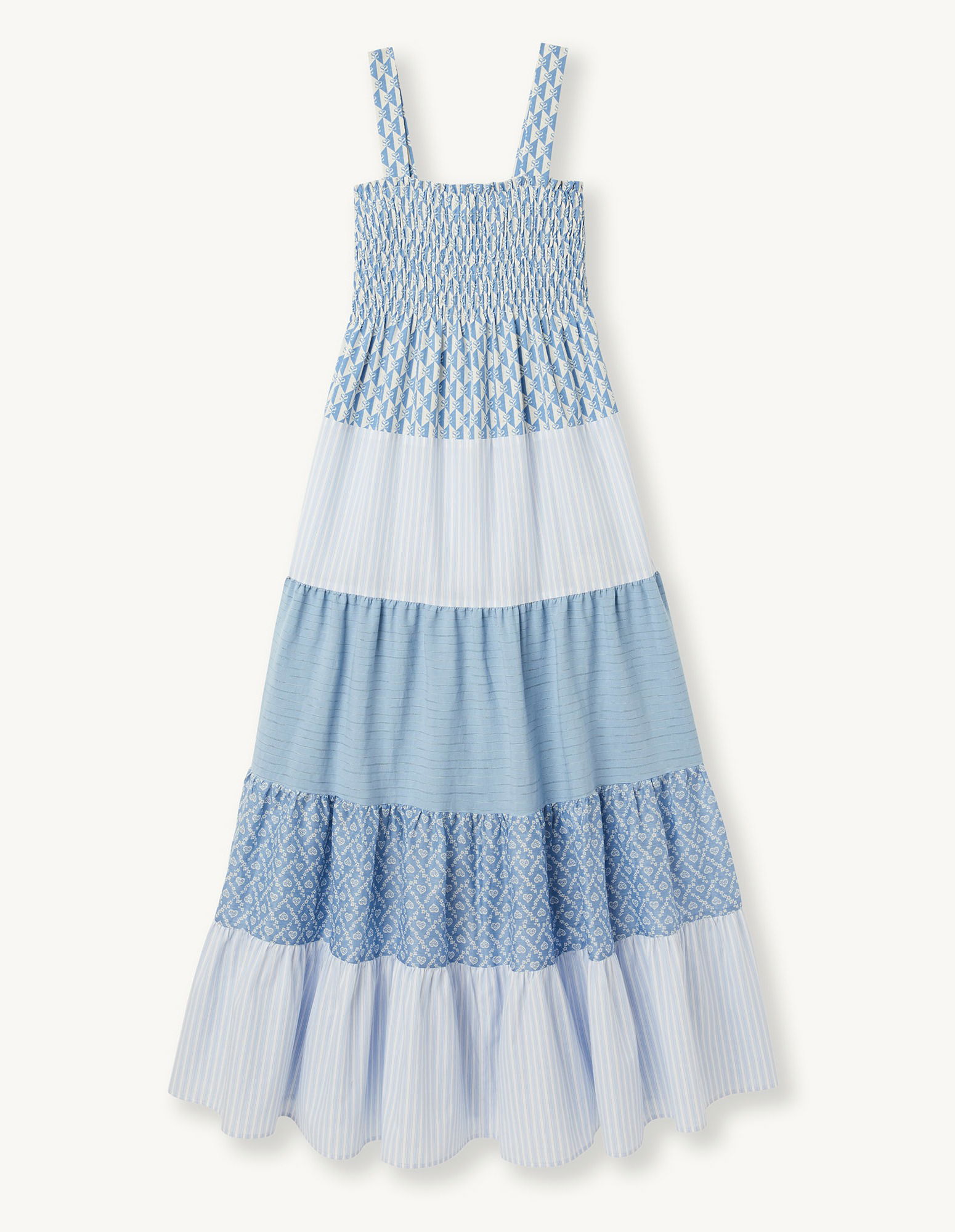 SANDRO Long Dress With Straps in Ecru / Bleu | Endource