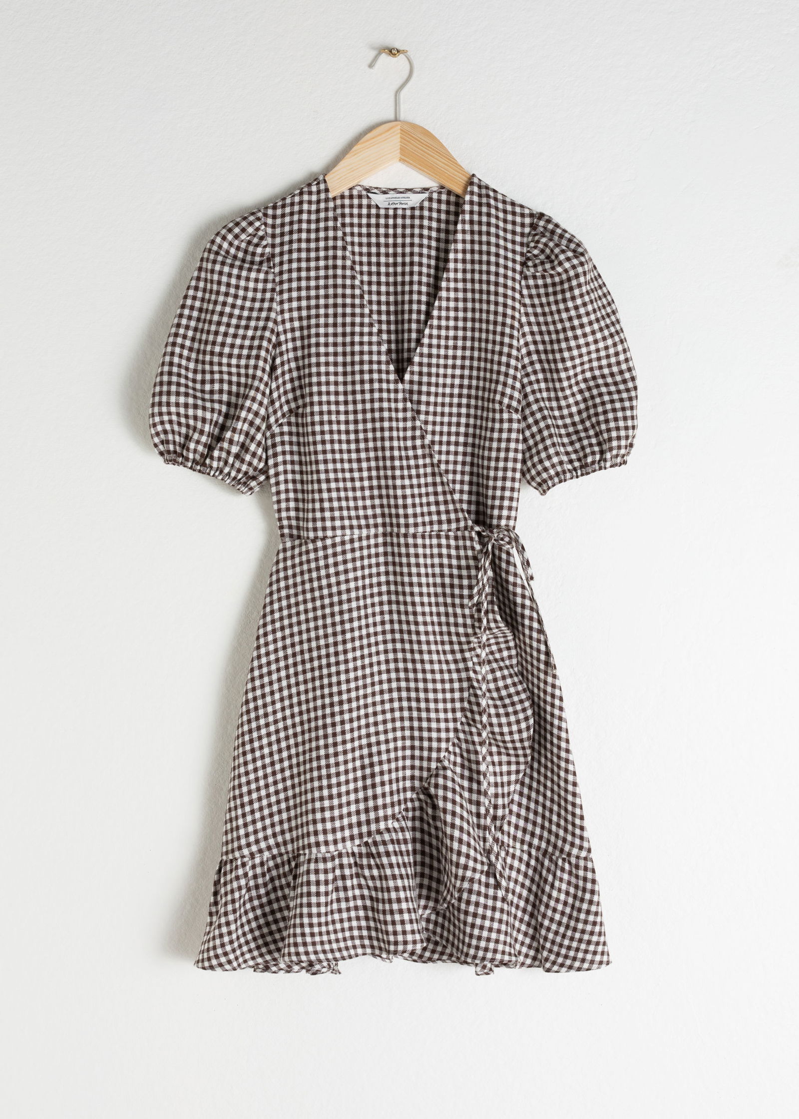 & OTHER STORIES Puff Sleeve Linen Wrap Mini Dress | endource