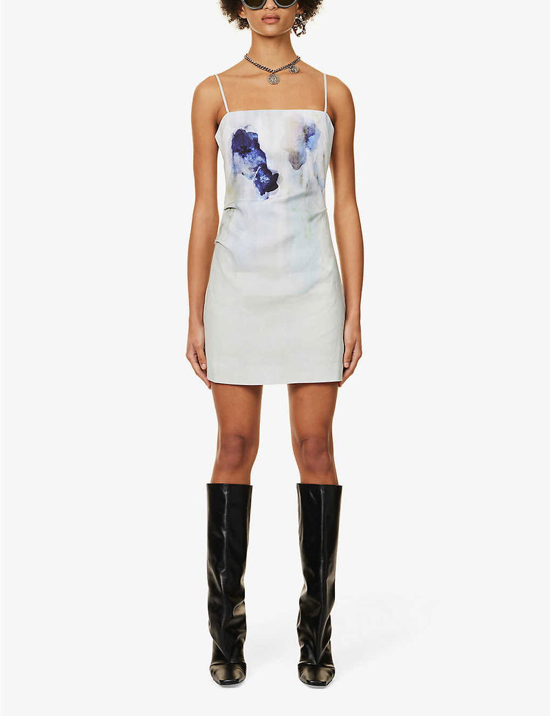 acne linen dress ACNE STUDIOS Printed Linen Blend Cargo Mini Dress Acne Studios