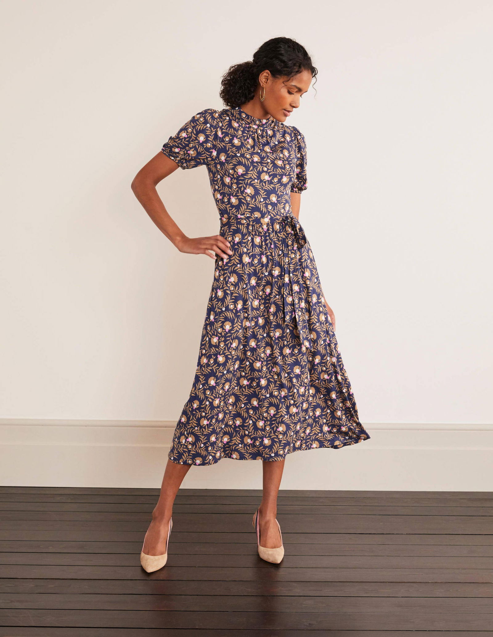 BODEN Flora Jersey Puff Sleeve Dress | endource