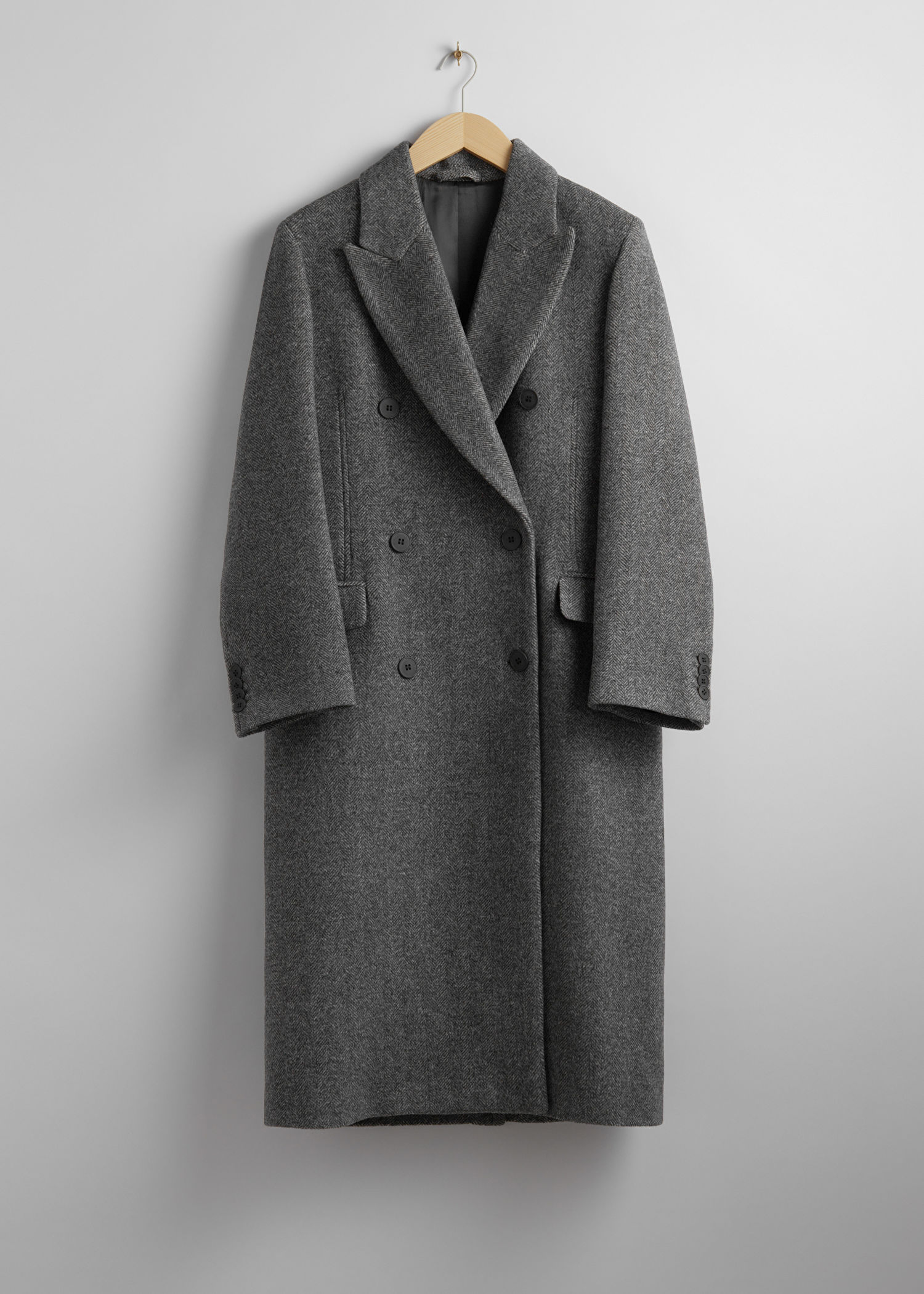 MOLY DOUBLE BREASTED HERRINGBONE LONG COAT