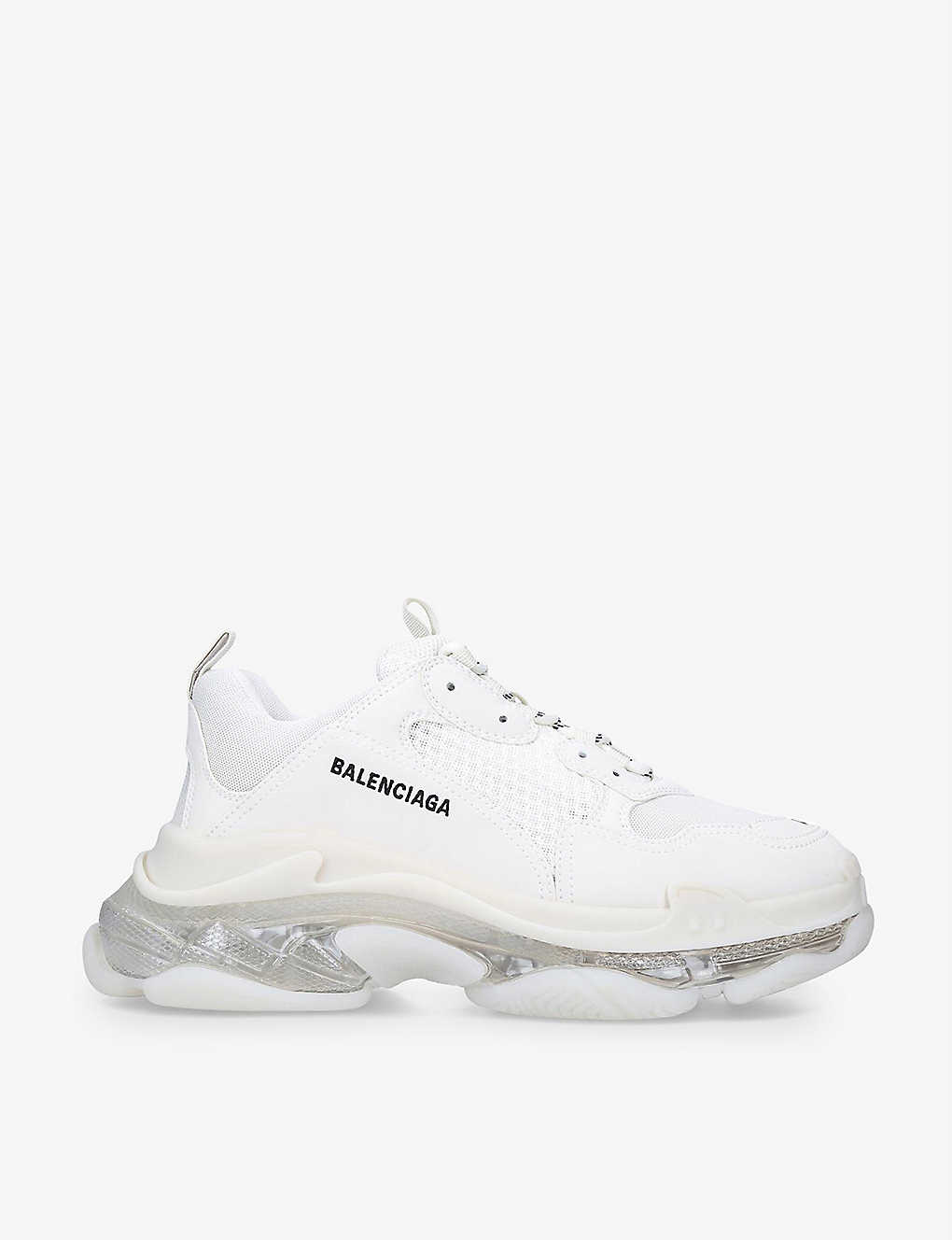 BALENCIAGA Men's Triple S Clear Sole Faux-Leather And Mesh