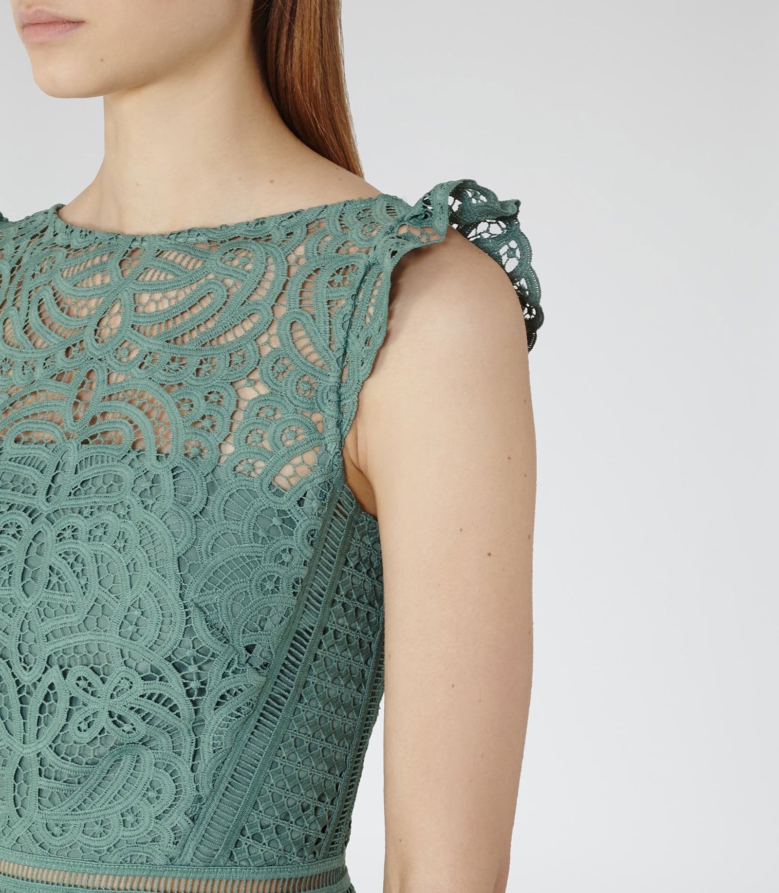 REISS Herrera Cap Sleeve Lace Dress | endource