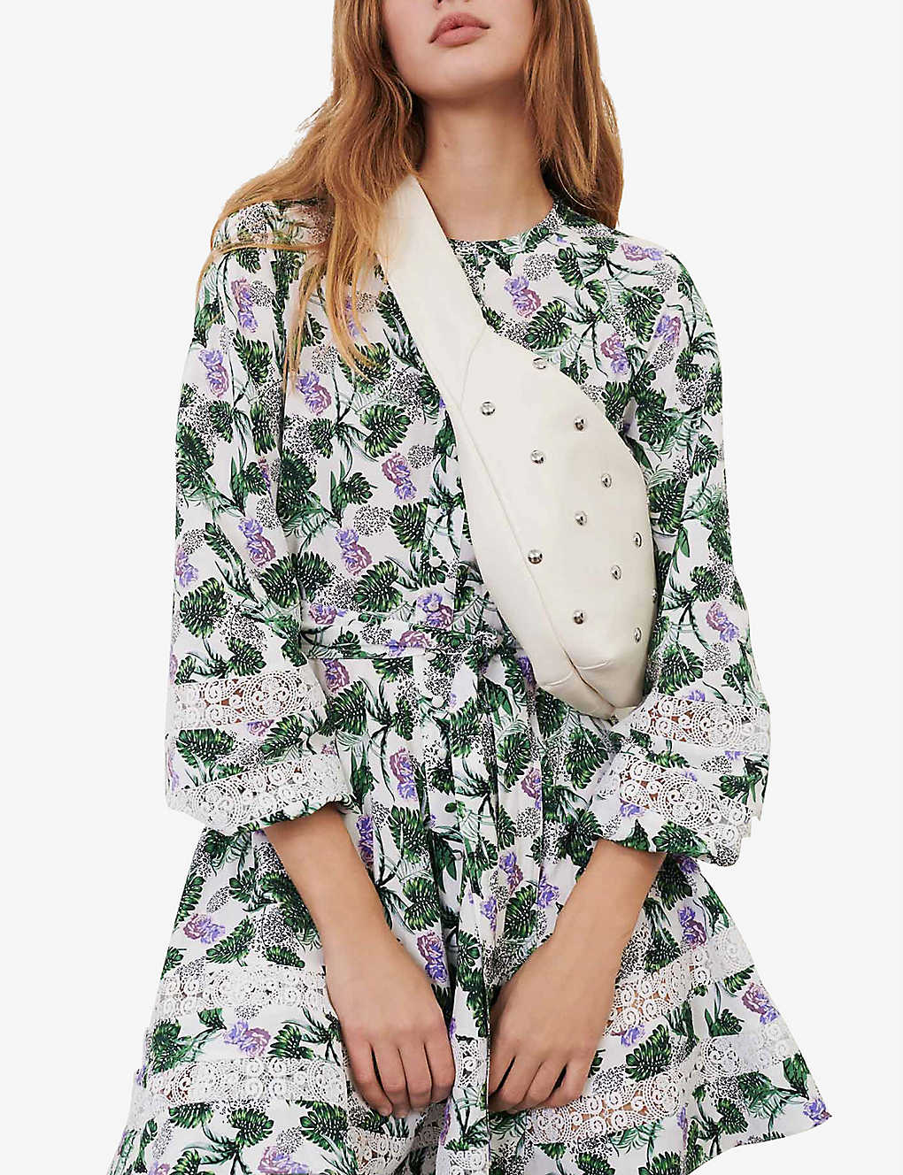MAJE Roman Floral-Print Woven Mini Dress | endource