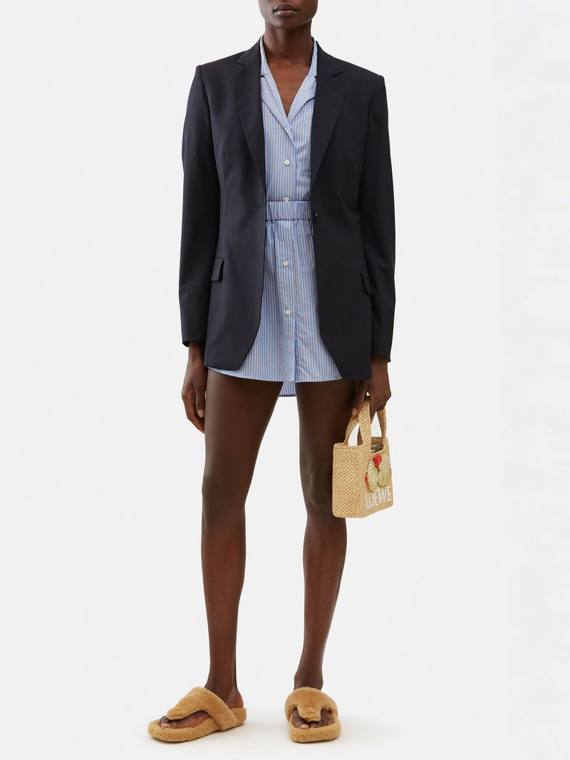 LOEWE Slit-Elbow Wool-Blend Twill Blazer in Blue | endource
