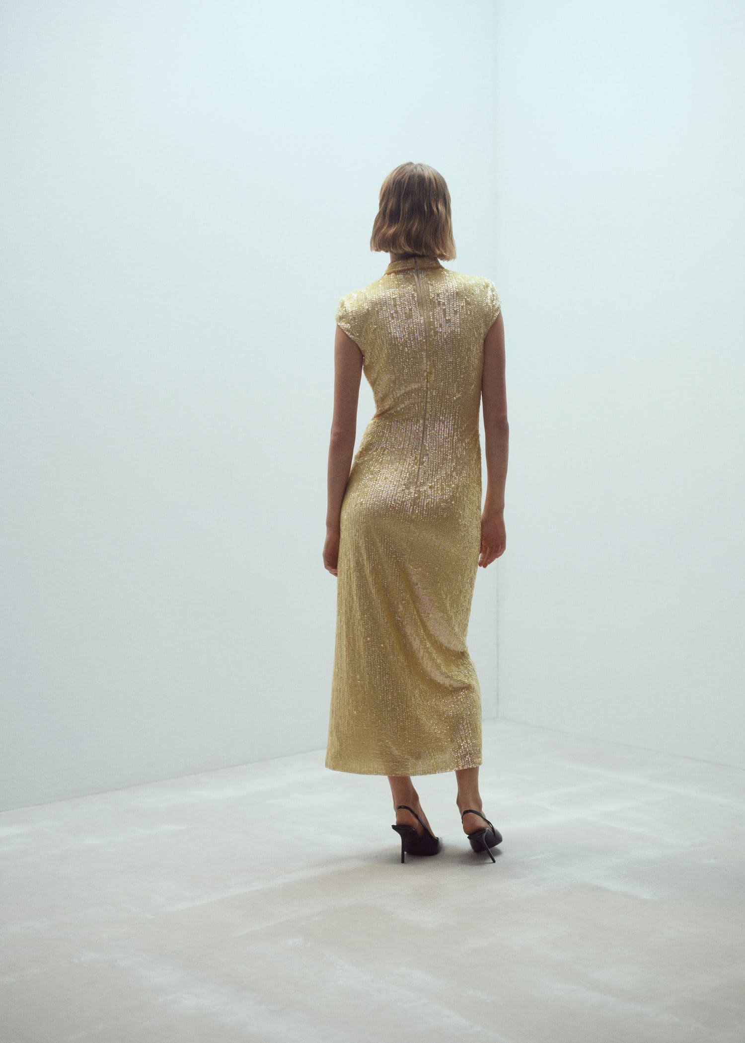 MANGO Sequin-Embroidered Design Dress | endource