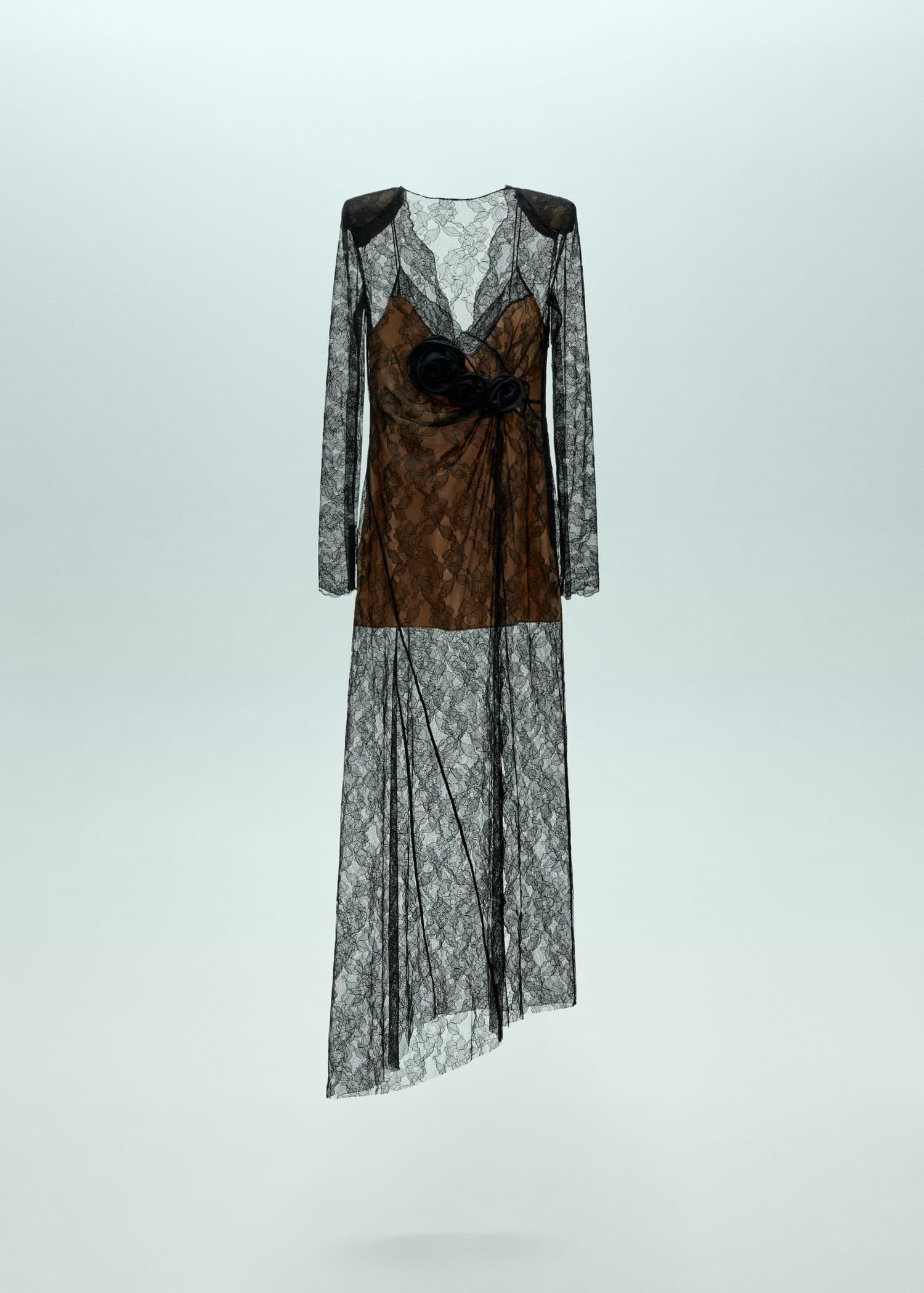 MANGO Lace Dress With Flower Detail | endource