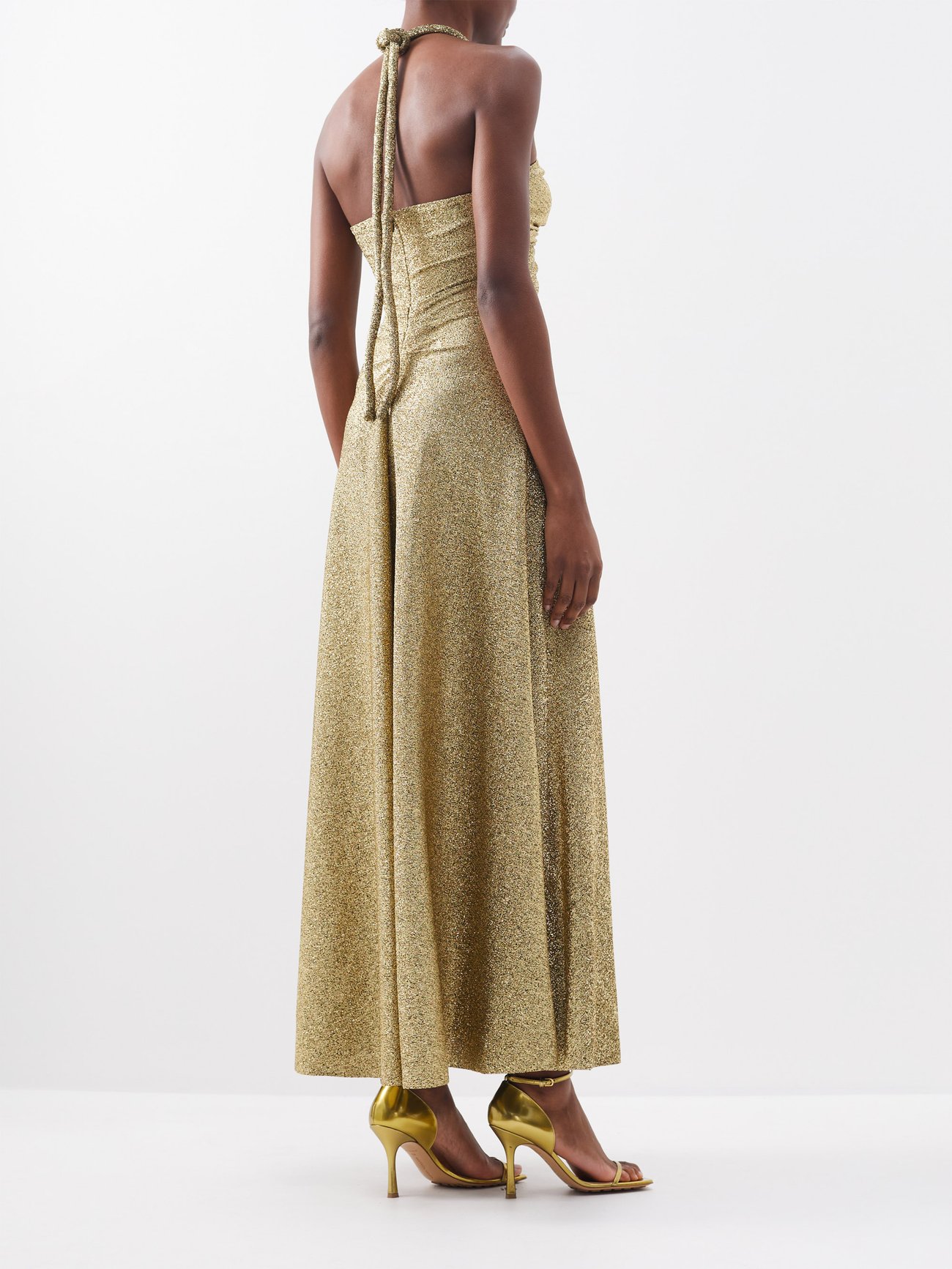 PROENZA SCHOULER Halterneck Metallic-Jersey Maxi Dress | endource