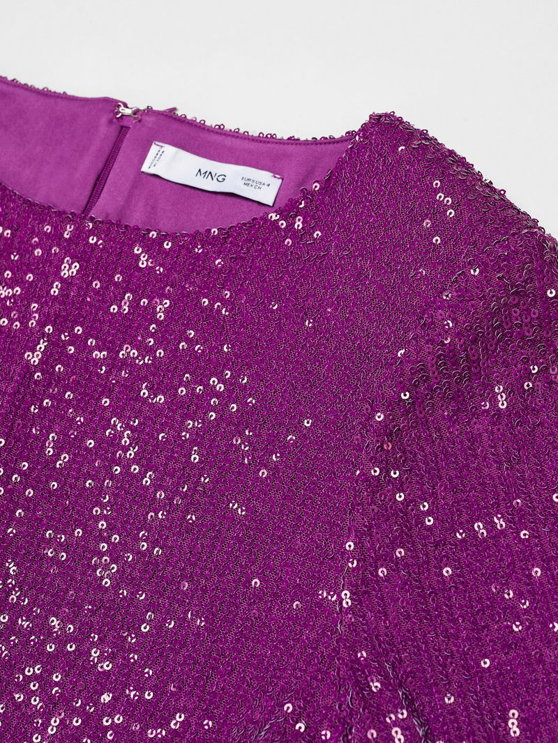 MANGO Long Sleeve Sequin Mini Dress endource