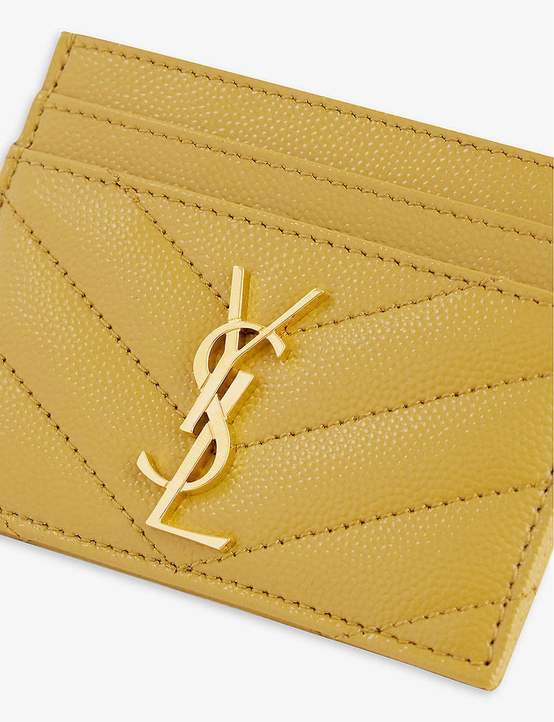 SAINT LAURENT MONOGRAMME QUILTED CARDHOLDER FOG GOLD PARLOUR X