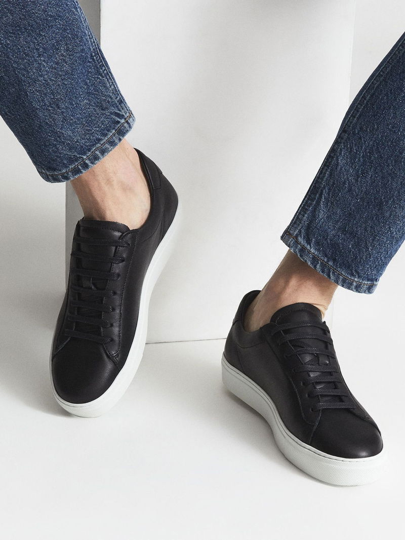 REISS Finley Leather Trainers endource
