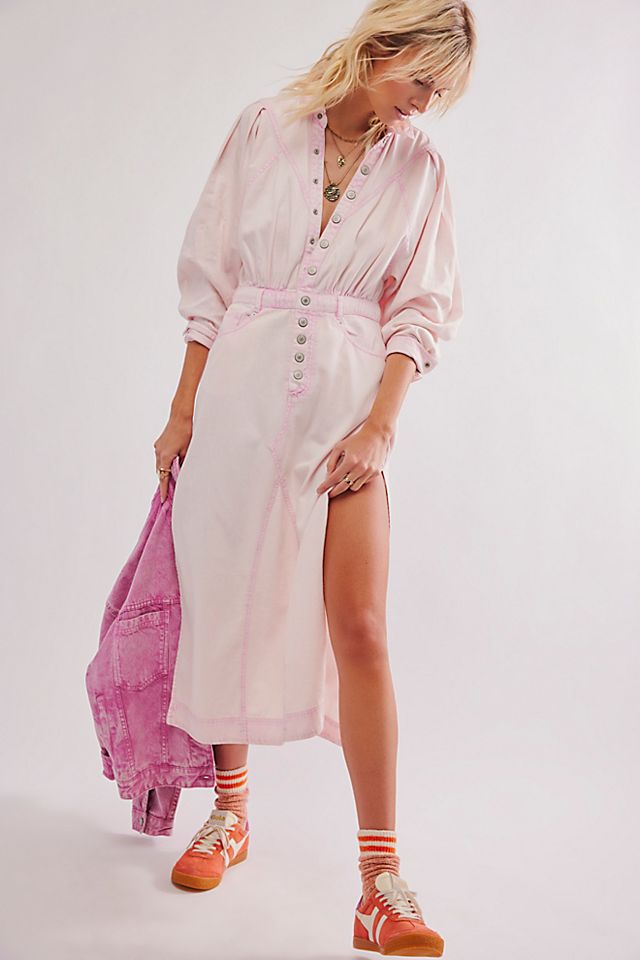 FREE PEOPLE Mad Love Denim Midi Dress | endource