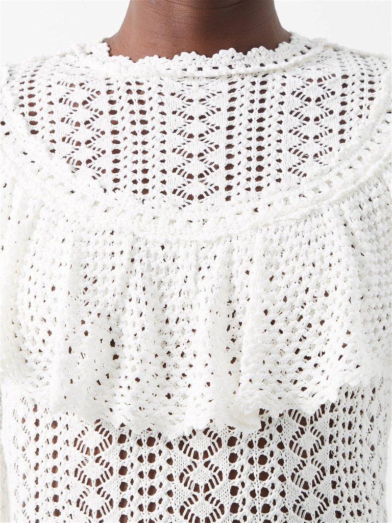 Womens Maje white Crochet-Yoke Top