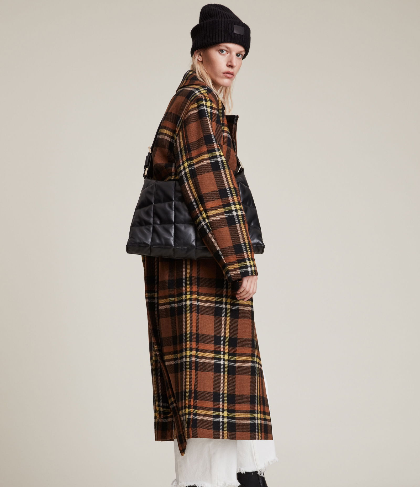 ALLSAINTS Bree Check Wool Blend Coat | endource
