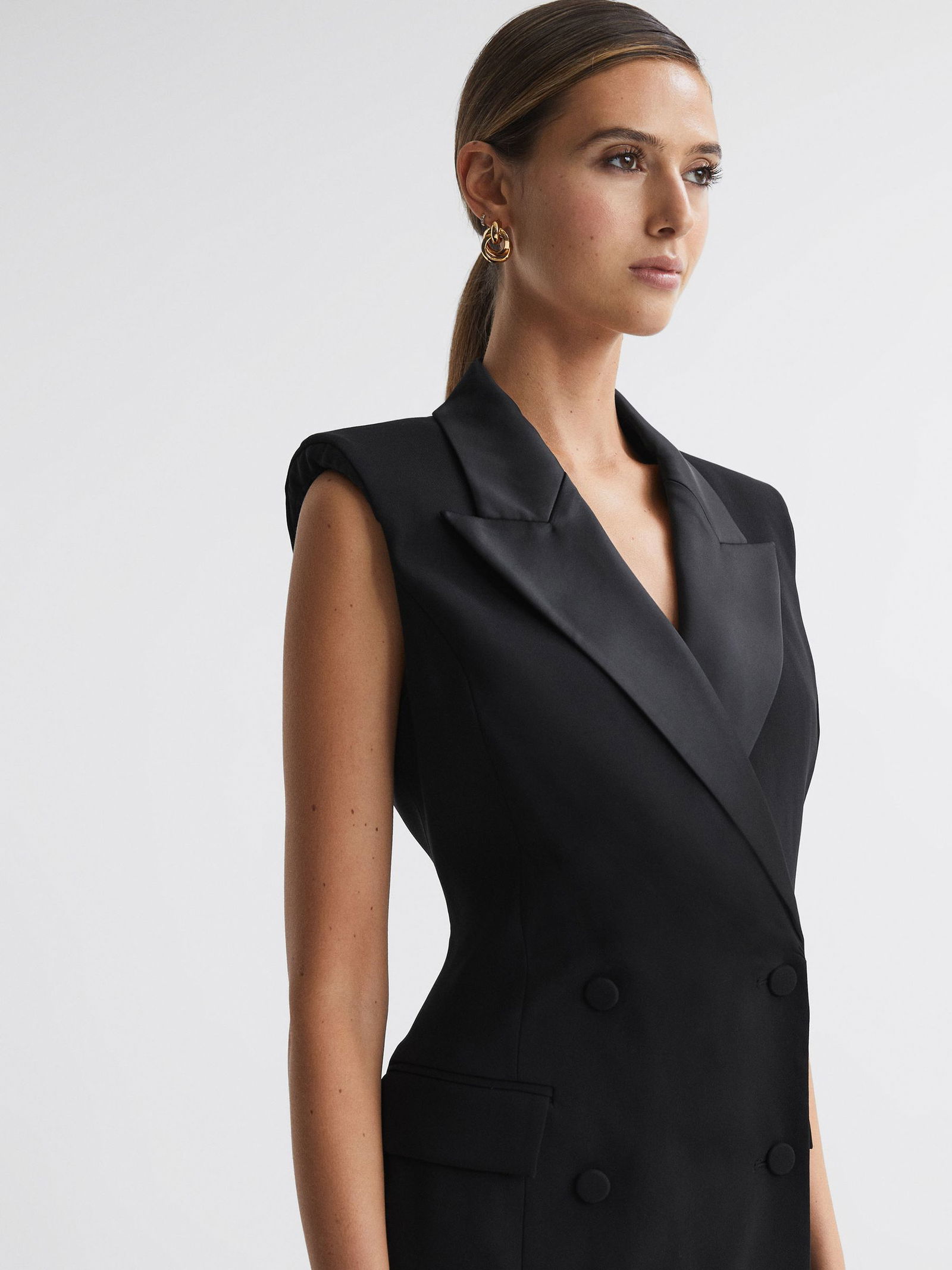REISS Amari Fitted Double Breasted Midi Dress | endource