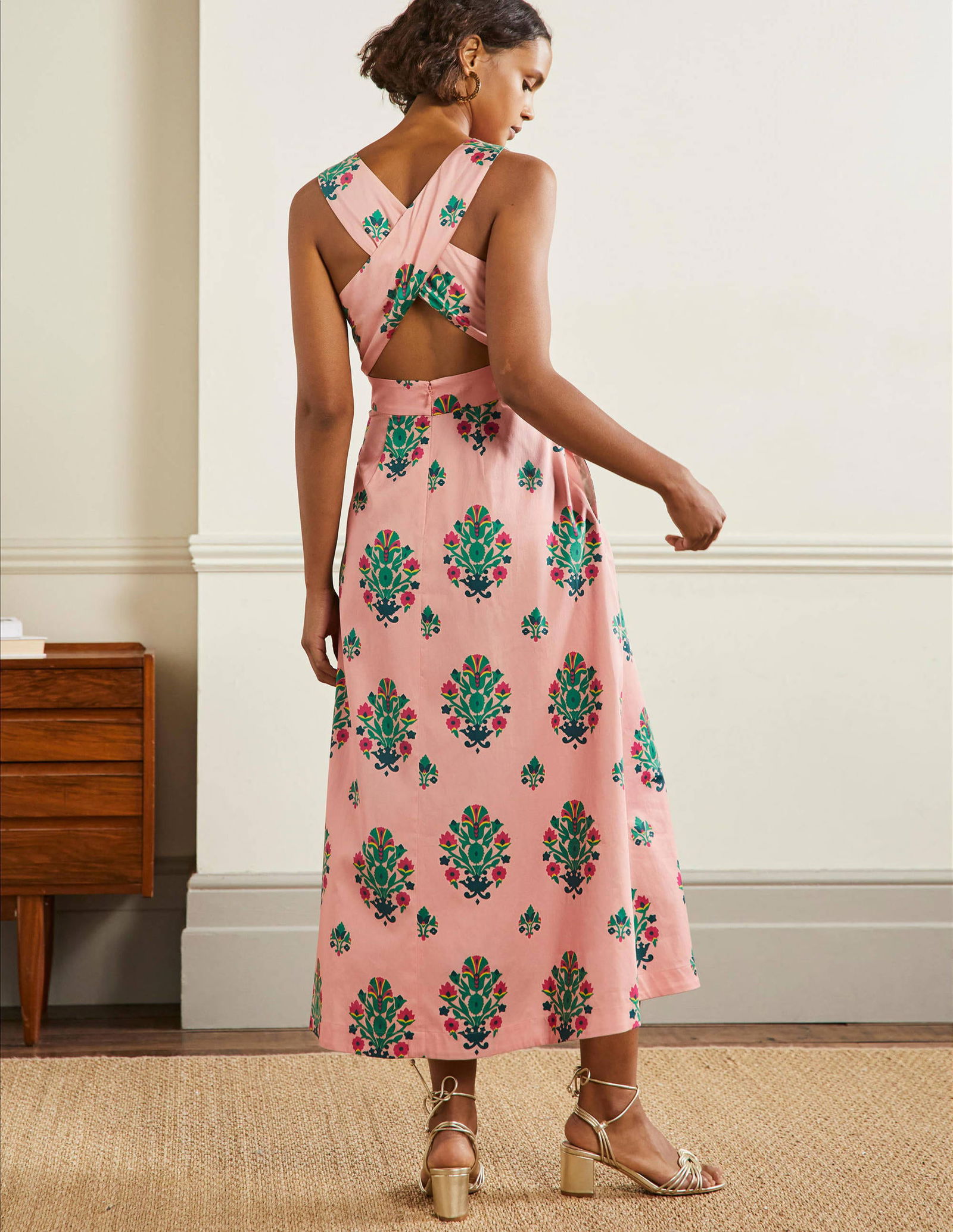 knee length dresses for ladies Elsa Midi Green Pink / XL