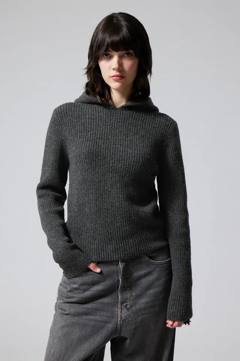 Weekday Knitted Hoodie WEEKDAY Zip-Up Hoodie In Grey ABOUT YOU