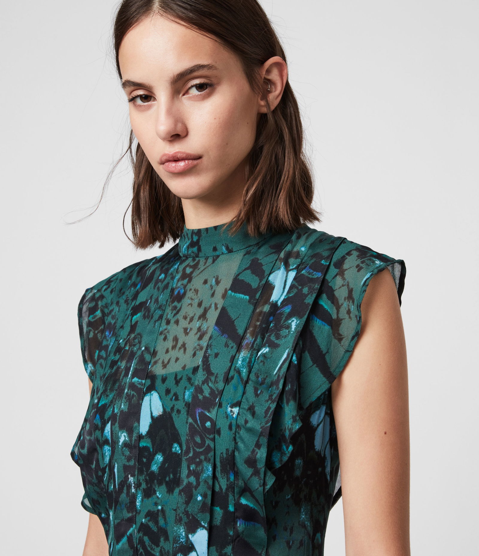 all saints fleur wing dress green ALLSAINTS Fleur Wing Dress