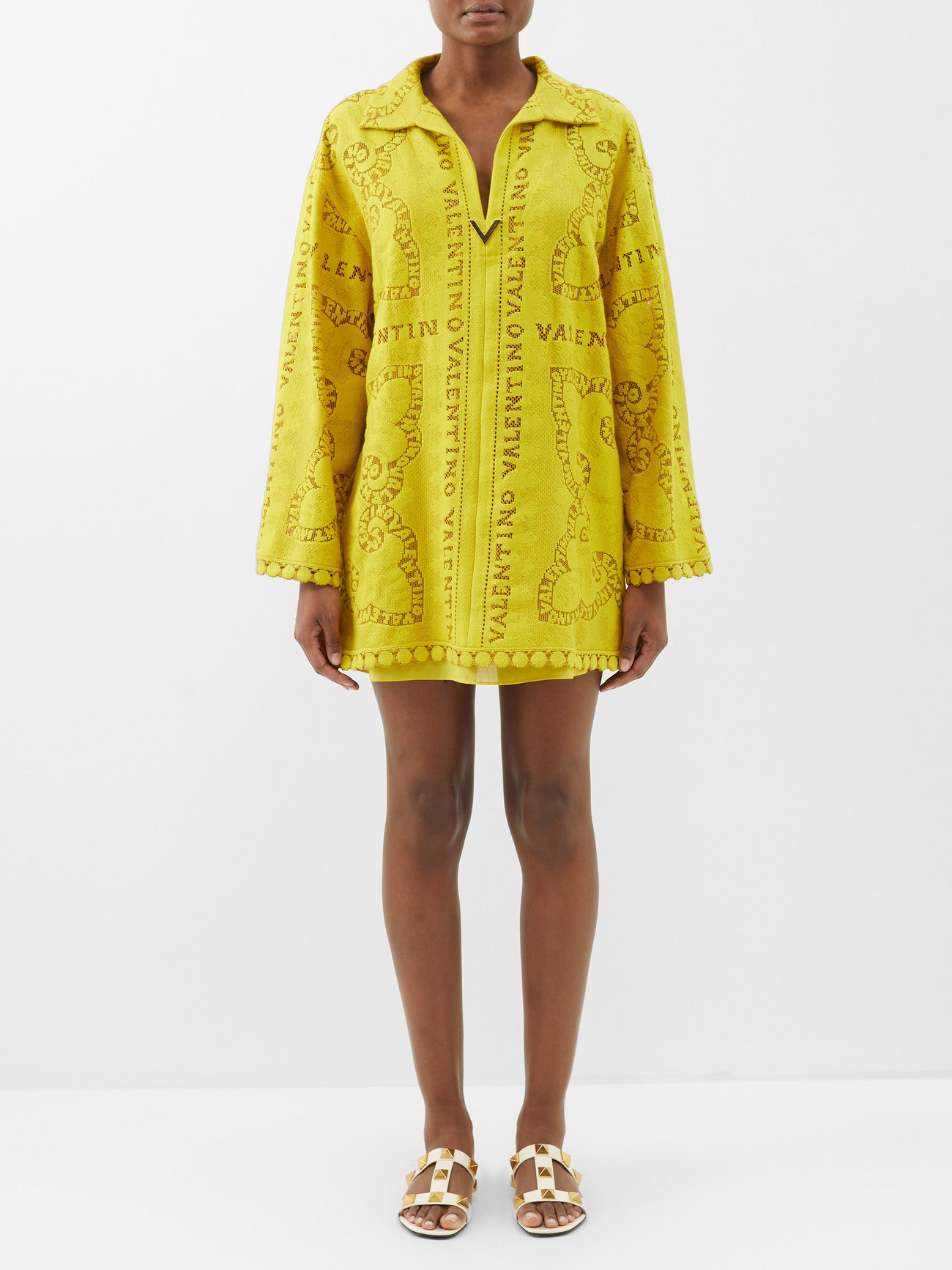 Valentino Guipure-Lace Cotton-Blend Mini Dress | endource