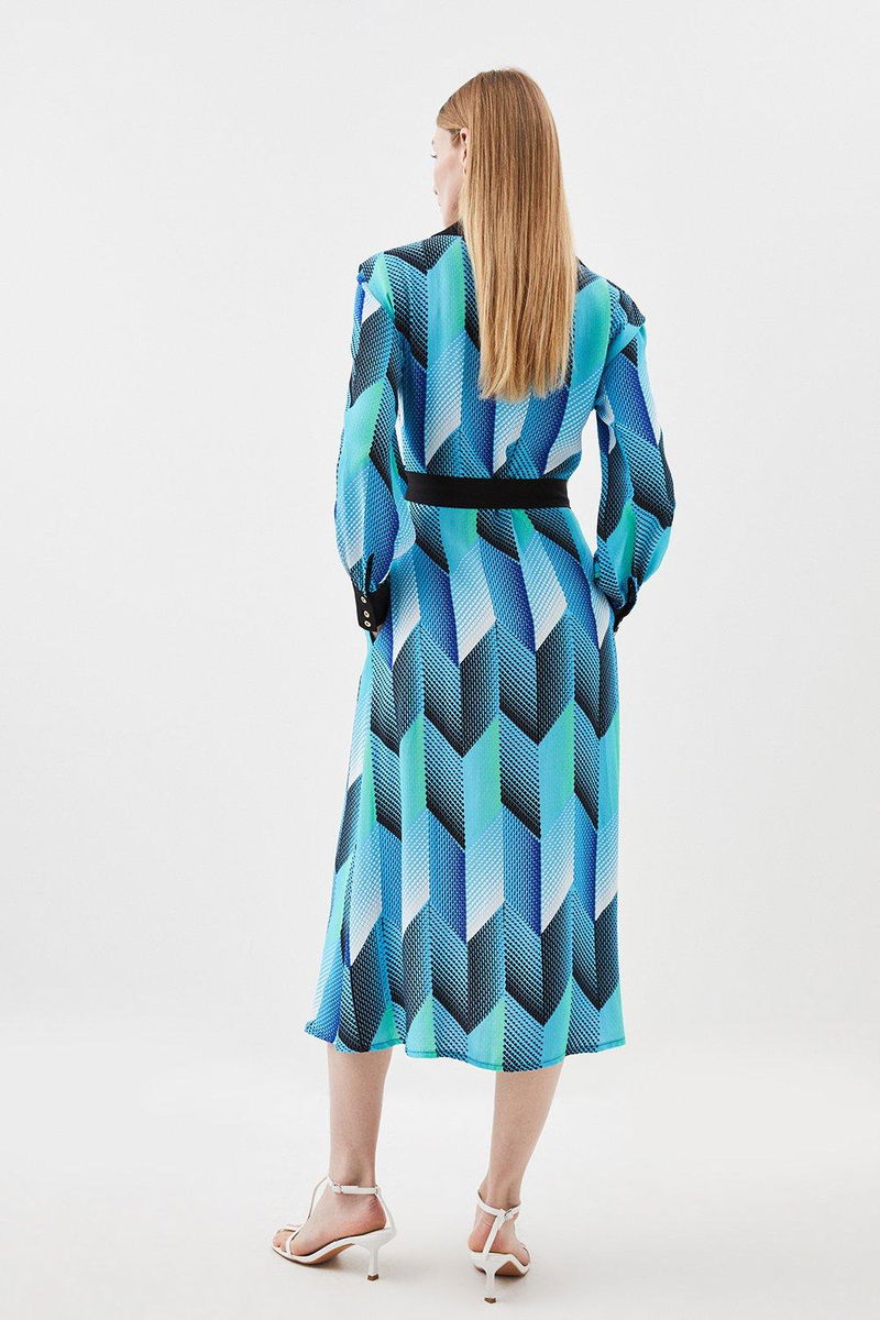 karen millen blue shirt dress Karen Millen Petite Cotton Broderie Scalloped Hem Sleeveless Shirt Dress in Blue