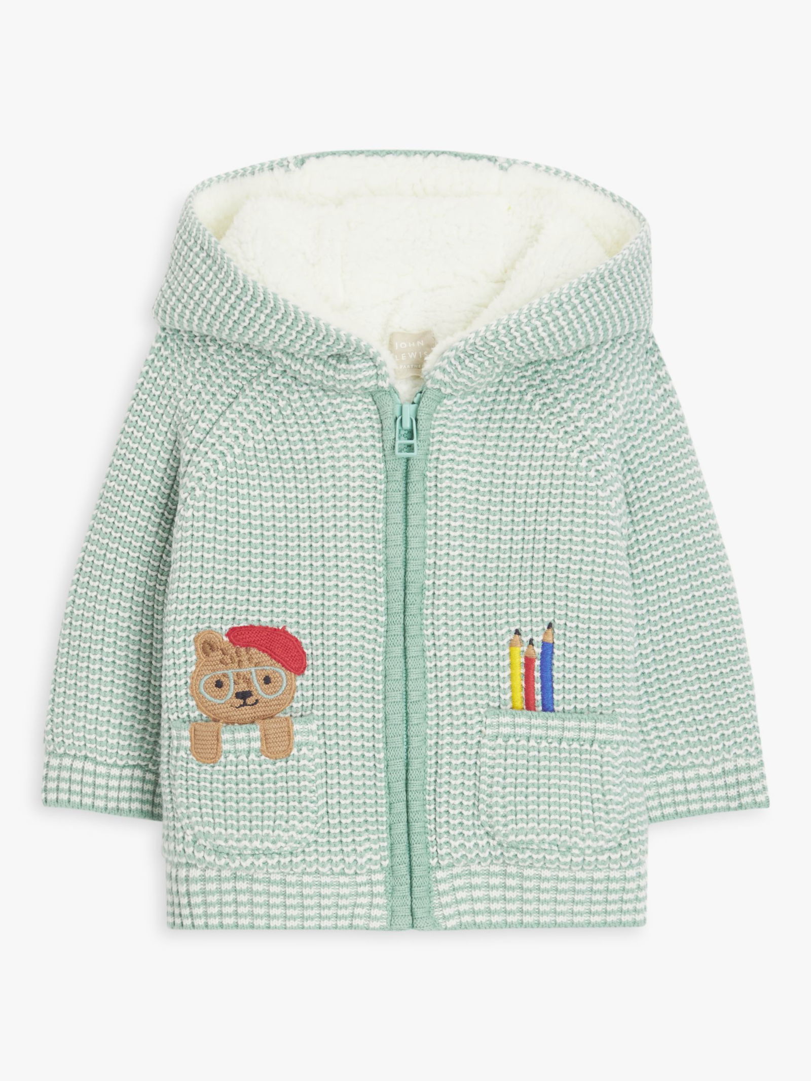JOHN LEWIS Baby Bear Knitted Hooded Cardigan endource