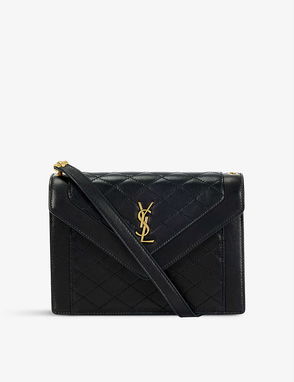 YVES SAINT LAURENT Gaby Small Envelope Quilted Leather Wallet Black