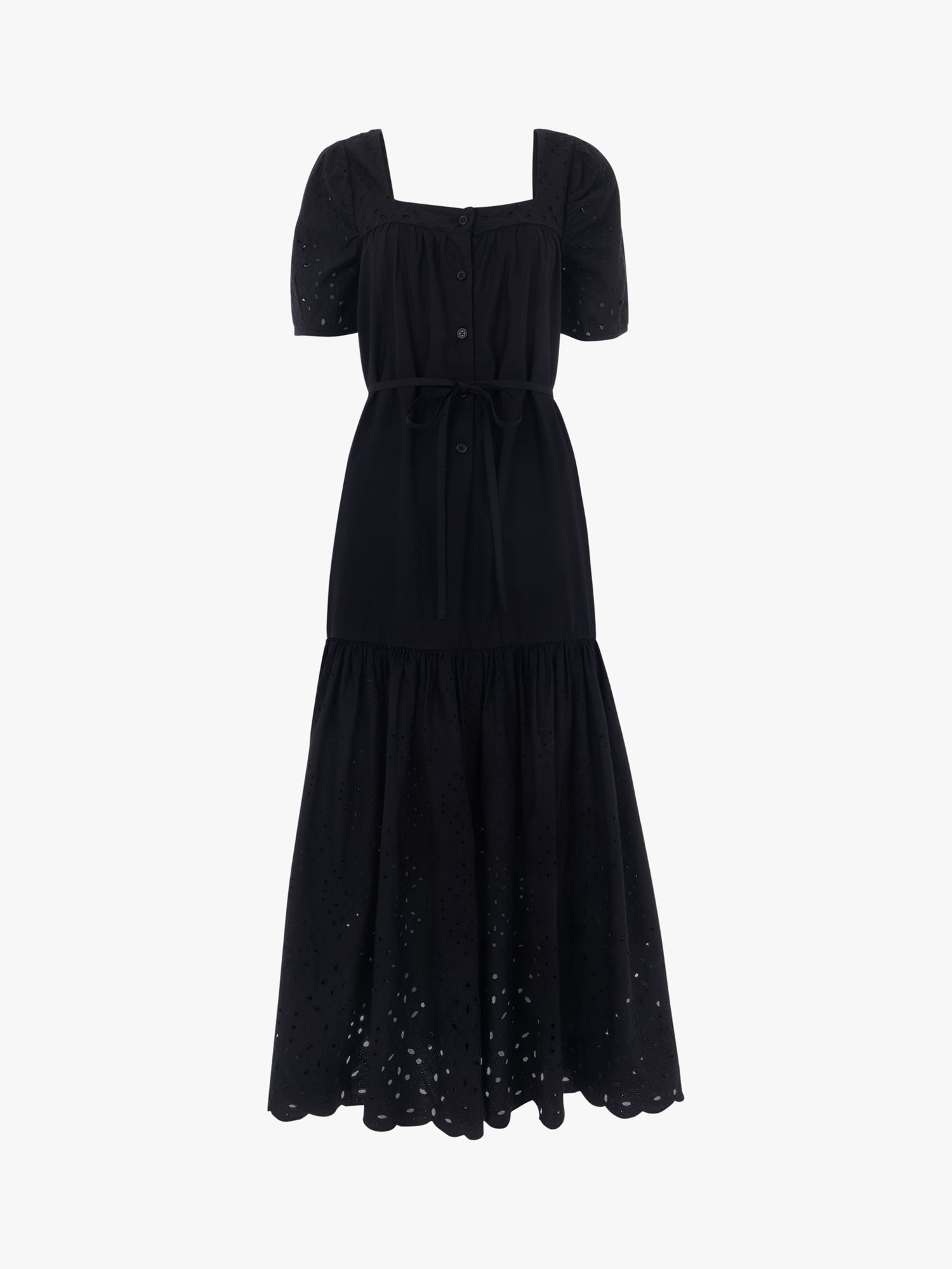 WHISTLES Broderie Poplin Trapeze Dress in Black Endource