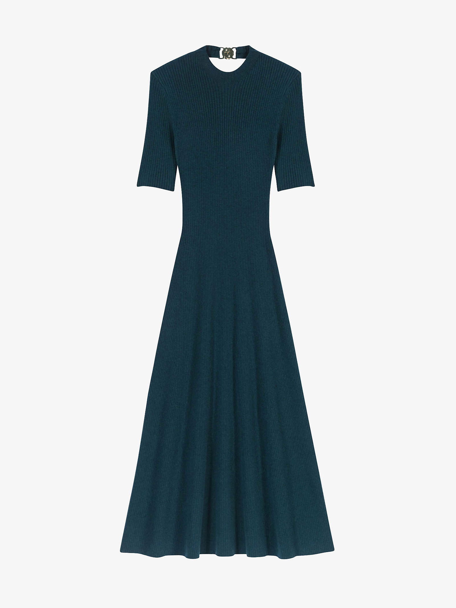 MAJE Rubis Cut-Out Stretch-Knitted Midi Dress in Verts